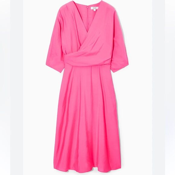 COS Pink A-Line Midi Dress with Dolman Sleeves size medium - Picture 1 of 15